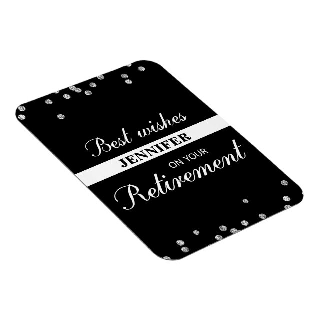 Custom Name, Retirement Congratulations Black Magnet (Right Side)