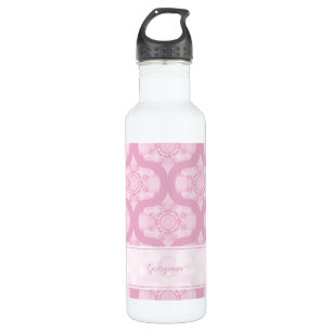 Custom Name Retro 1970s Preppy In Pink Mandala 710 Ml Water Bottle