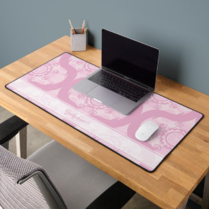 Custom Name Retro 1970s Preppy In Pink Mandala Desk Mat