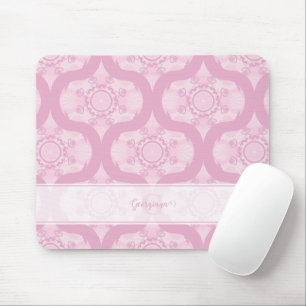 Custom Name Retro 1970s Preppy In Pink Mandala Mouse Pad