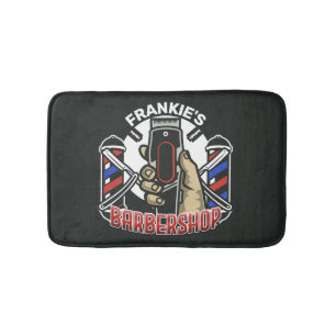 Custom NAME Retro Barber Shop Pole Barbershop Bath Mat
