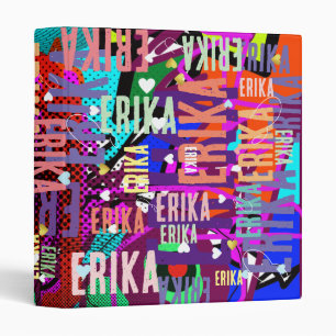 Custom Name Retro Bold Pop Colours Binder