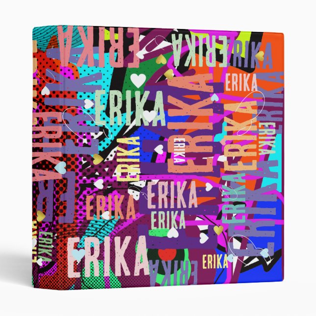 Custom Name Retro Bold Pop Colours  Binder (Front/Spine)