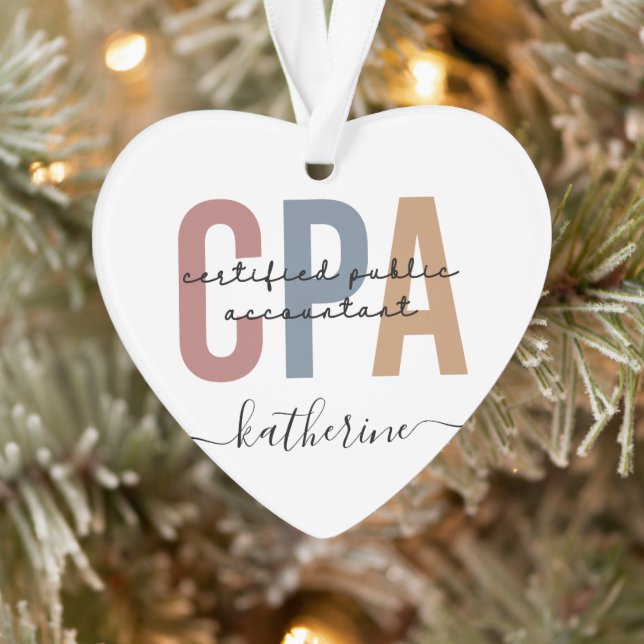 Custom Name Retro CPA Certified Public Accountant Ornament (Tree)