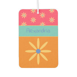 Custom Name Retro Flower Air Freshener