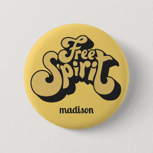 Custom Name Retro "Free Spirit" 2 Inch Round Button