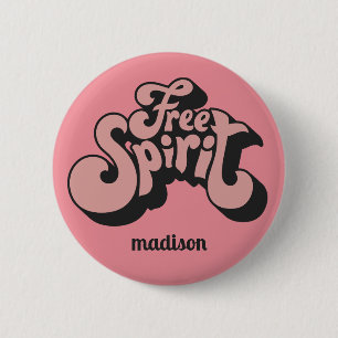 Custom Name Retro "Free Spirit" 2 Inch Round Button