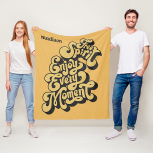 Custom Name Retro "Free Spirit" Fleece Blanket