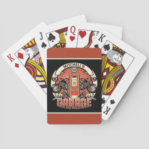 Custom NAME Retro Gas Pump Motorcycle Biker Garage Playing Cards