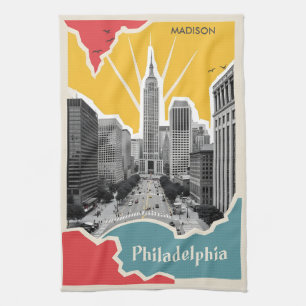 Custom Name Retro Philadelphia Kitchen Towel