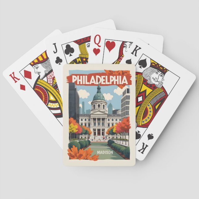 Custom Name Retro Philadelphia Playing Cards (Back)