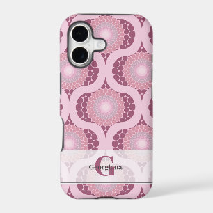 Custom Name Retro Radiant Dusky Rose Dot Mandala