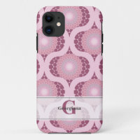 Custom Name Retro Radiant Dusky Rose Dot Mandala