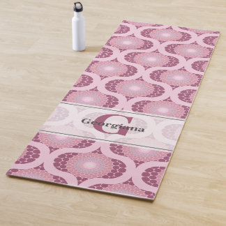 Custom Name Retro Radiant Dusky Rose Dot Mandala Yoga Mat