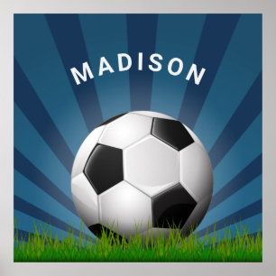 Custom name Retro Soccer Ball poster