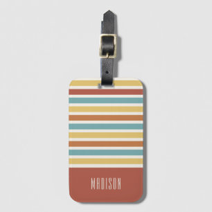 Custom Name Retro Stripes Pattern Luggage Tag