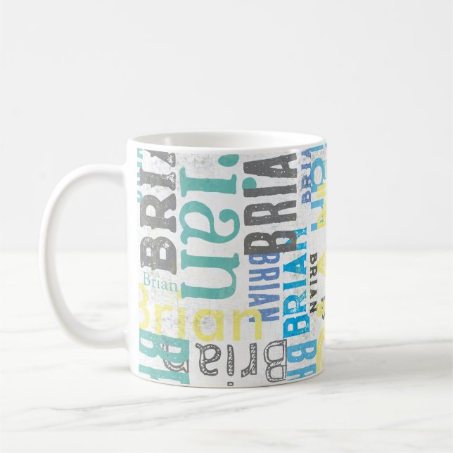 Custom Name Retro Typography Coffee Mug (Left)
