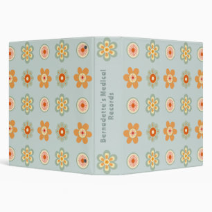 Custom Name Retro Vintage Wildflower Floral Daisy Binder