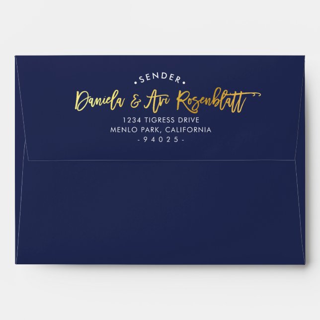 CUSTOM NAME RETURN ADDRESS faux gold ZACHARY Envelope (Back (Top Flap))