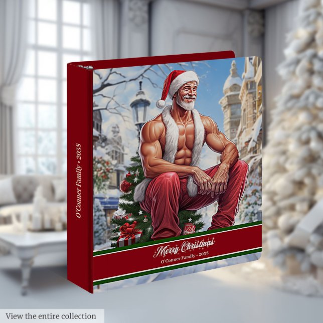 Custom Name Ring Binder Funny Santa Christmas Art (Custom Name Ring Binder Funny Santa Christmas Art)