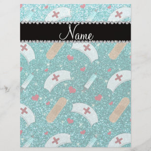 Custom name robin blue glitter nurse hats heart flyer
