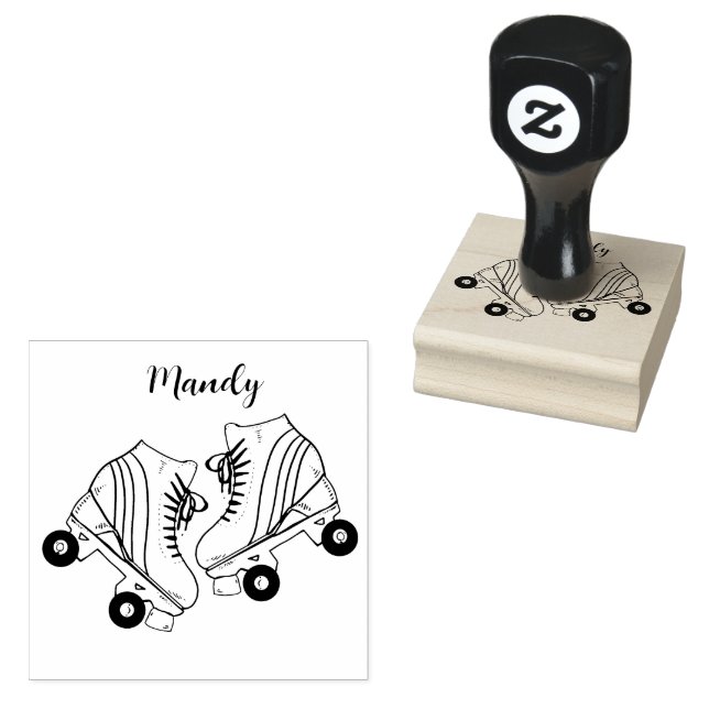 Custom Name Roller Skating  Rubber Stamp (Stamped)