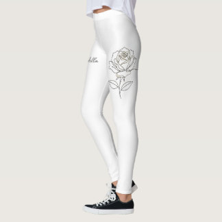 Custom Name Rose Floral Leggings - Personalized Is