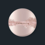 Custom name rose gold glitter faux foil pink magnet<br><div class="desc">Custom name rose gold glitter faux foil pink magnet</div>