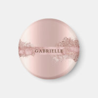 Custom name rose gold glitter faux foil pink