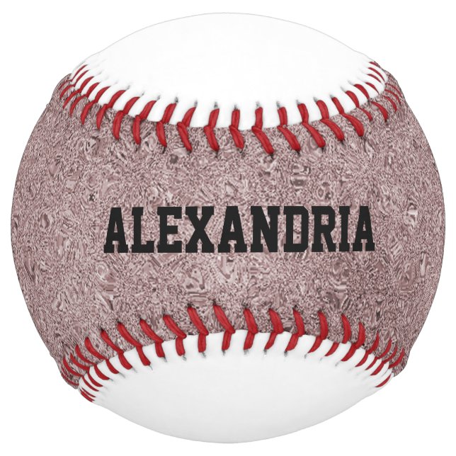 Custom Name Rose Gold Glitter Sparkle Foil Softball (Front)