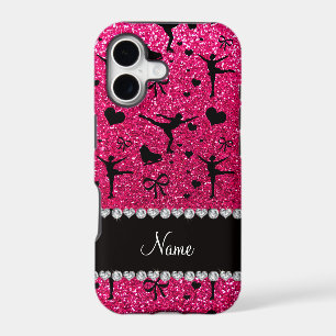 Custom name rose pink glitter figure skating