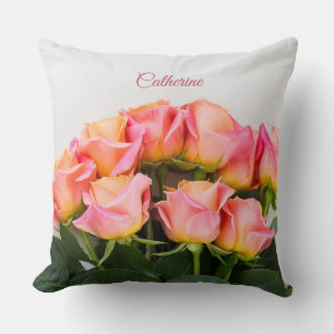 Custom name Roses Throw Pillow