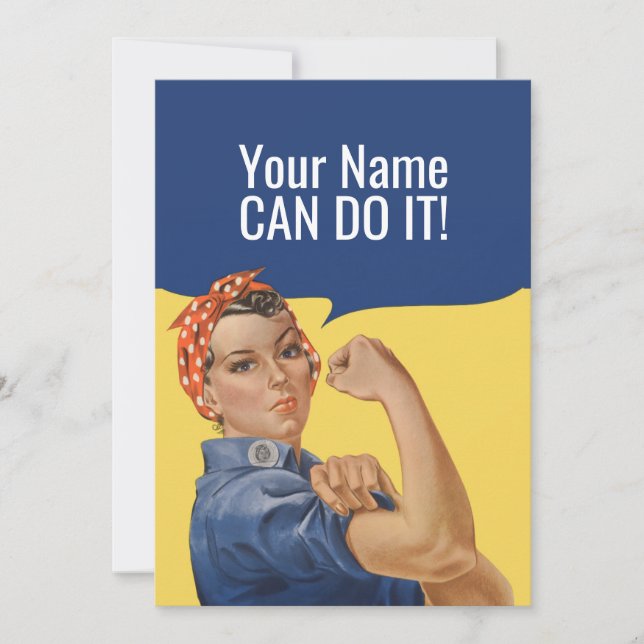 Custom Name Rosie The Riveter Encouragement Card (Front)