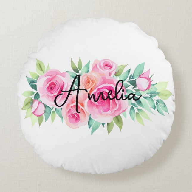 Custom Name Round Pillow (Front)