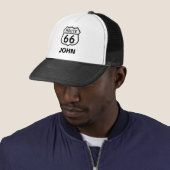 Custom Name Route 66 Sign Trucker Hat (In Situ)