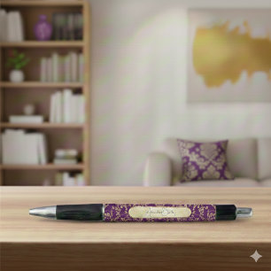 Custom Name Royal Dark Plum Elegant Executive Pen