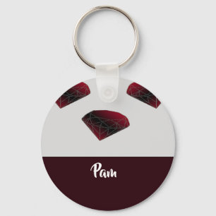 Custom name ruby red gemstones keychain