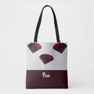 Custom name ruby red gemstones tote bag