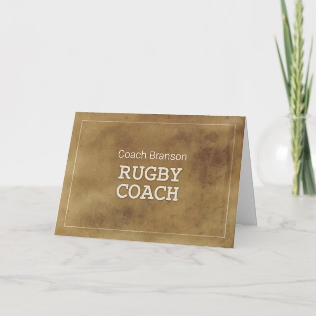 Custom Name Rugby Coach Thanks Definition Card (Front)