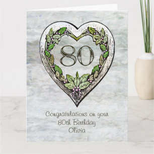 Custom Name Rustic 80th Birthday Card