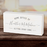 Custom Name Rustic Farmhouse Chic Home Office Wooden Box Sign<br><div class="desc">Motivating and personal,  this custom name home office wooden box sign is very cute in its trendy rustic farmhouse style design. Personalize and make it your own with a custom message below the name!</div>