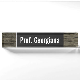 Custom Name + Rustic Faux Wood Look Pattern Nameplate