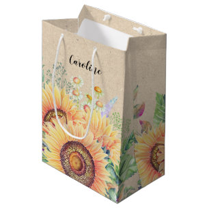 Custom Name   Rustic Sunflowers Wedding Favour Bag