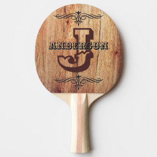 Custom Name, Rustic, Western, Table Tennis, Sports Ping Pong Paddle