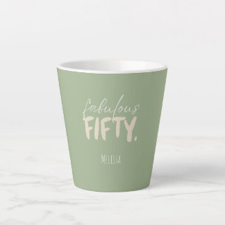 Custom Name - Sage Green Beige Fifty Latte Mug