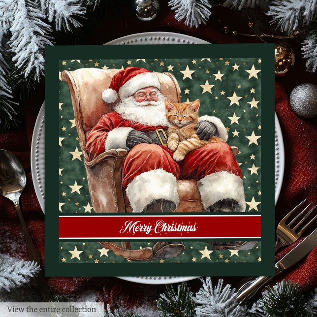 Custom Name Santa Claus Christmas Napkins (Custom Name Santa Claus Christmas Napkins)