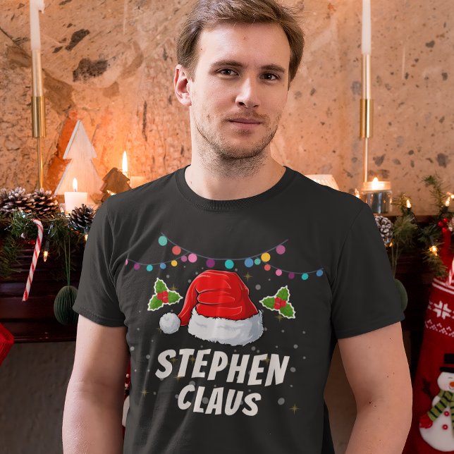 Custom Name Santa Hat Christmas Holiday T-Shirt (Creator Uploaded)