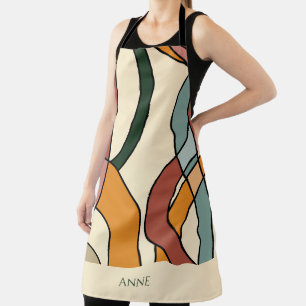 Custom Name Scandinavian Abstract Muted Kitchen Gi Apron