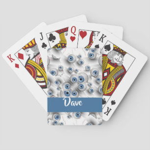 Custom name scary eyes playing cards