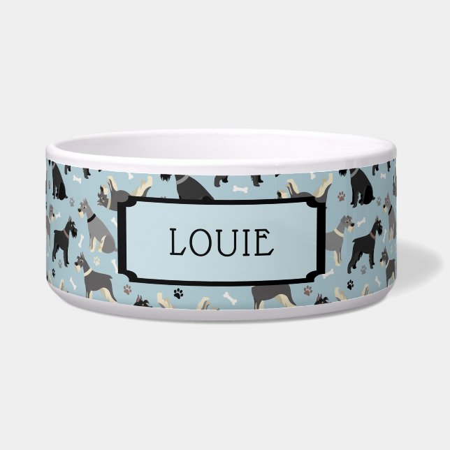 Custom Name Schnauzer Paws and Bones Dog (Front)